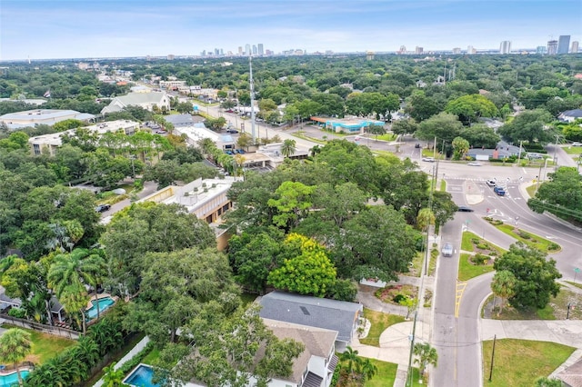 drone / aerial view featuring a city view