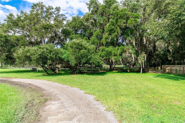 view of property's community featuring a yard