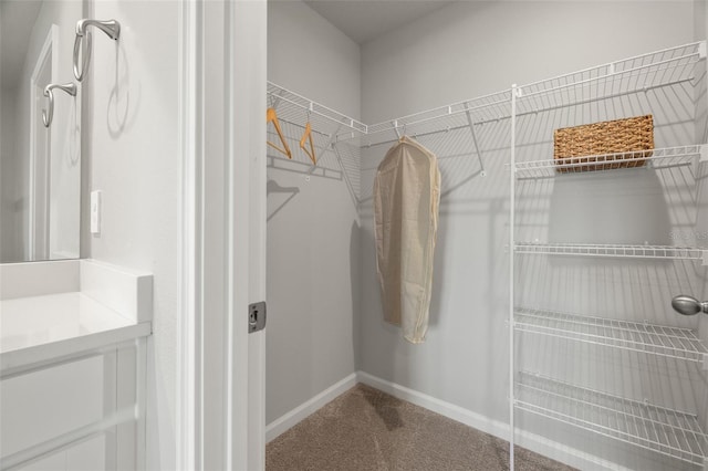 spacious closet with carpet flooring