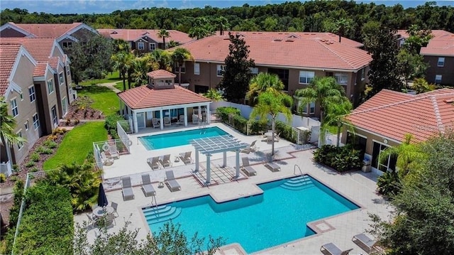 view of pool with a gazebo and a patio area