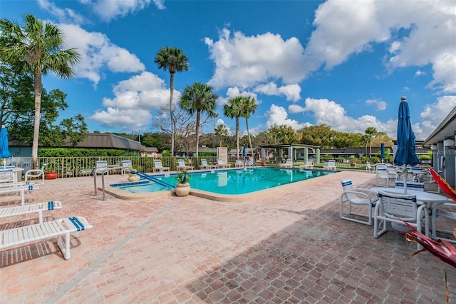 view of pool featuring a patio area