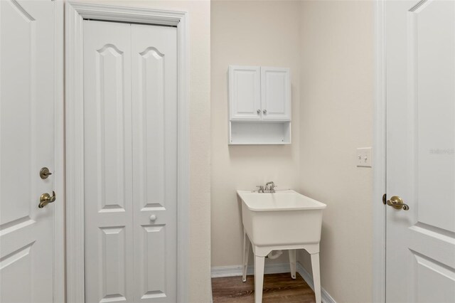 bathroom featuring wood-type flooring