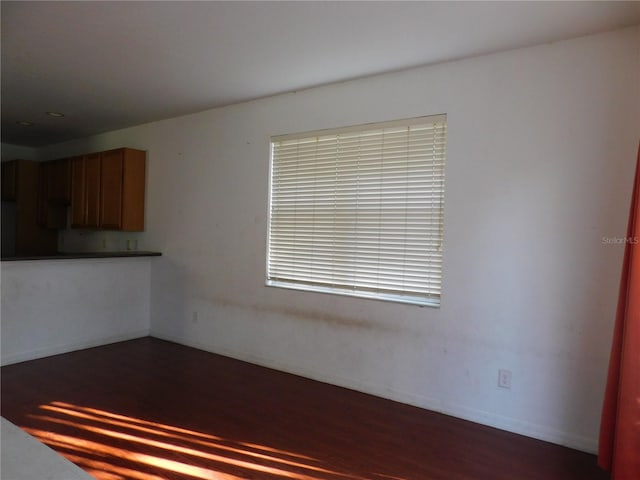 unfurnished living room featuring dark hardwood / wood-style floors