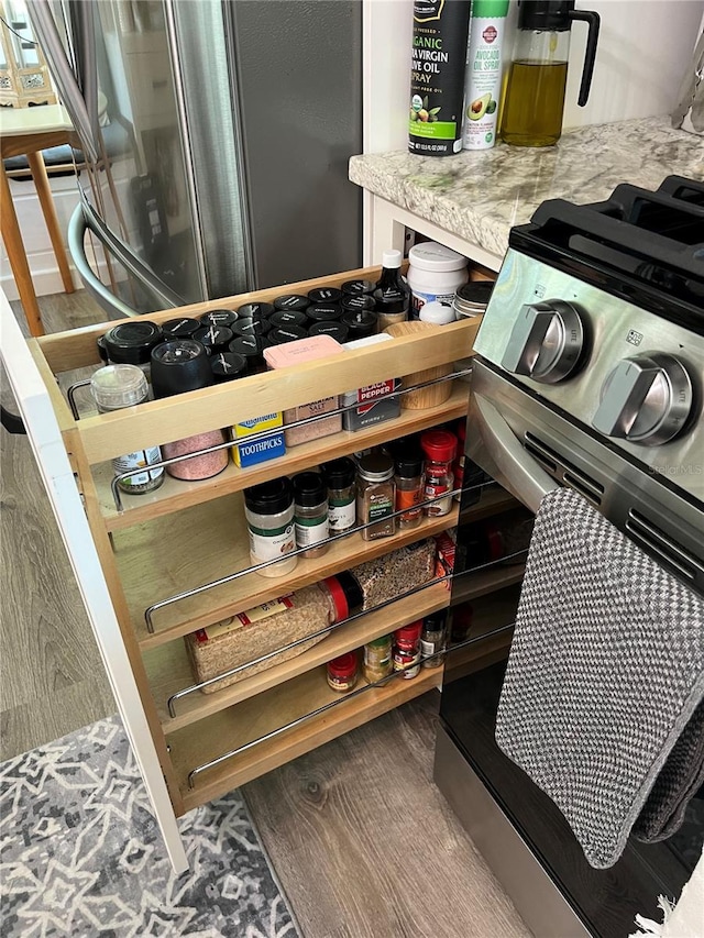 interior details with stainless steel electric range oven