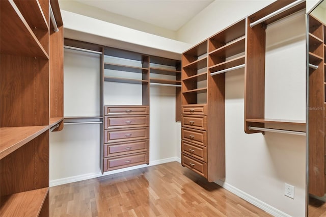 walk in closet featuring light wood-type flooring