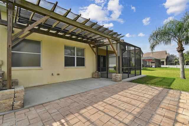 view of patio / terrace with glass enclosure