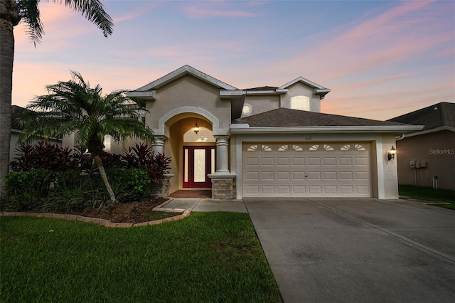 view of front of house with a garage