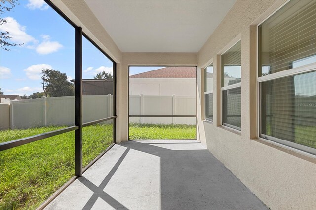 view of unfurnished sunroom