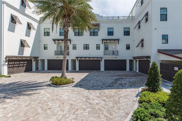 exterior space featuring a garage