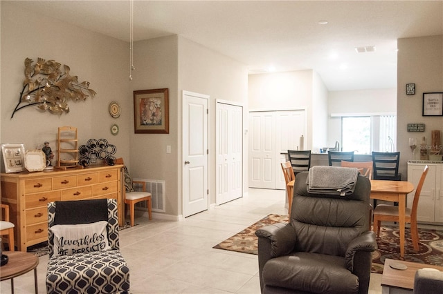 view of tiled living room