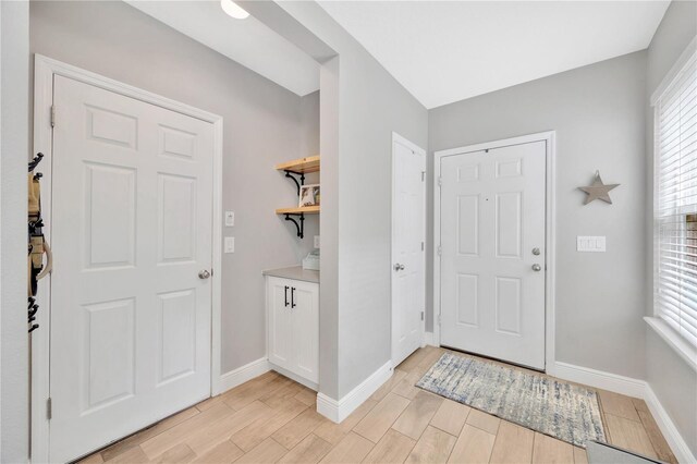 foyer with light hardwood / wood-style flooring