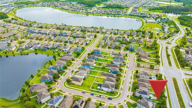 bird's eye view featuring a water view