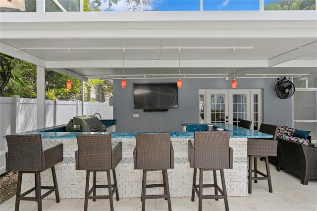 45 Adalia Ave, Tampa, FL 33606 - view of patio / terrace featuring french doors, fence, area for grilling, and exterior kitchen