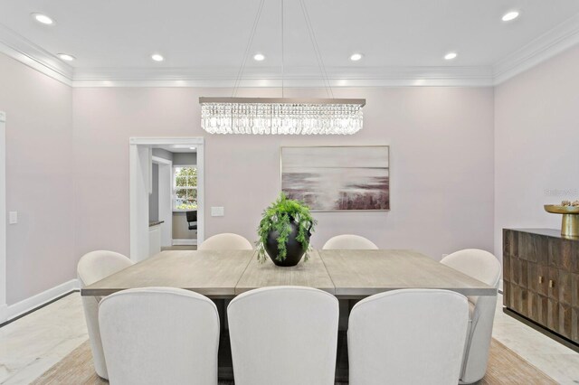 45 Adalia Ave, Tampa, FL 33606 - dining room with ornamental molding, recessed lighting, and baseboards
