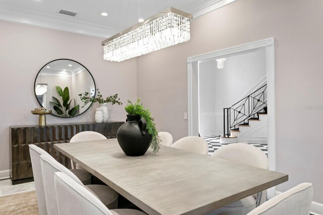 45 Adalia Ave, Tampa, FL 33606 - dining area with crown molding, stairs, and recessed lighting