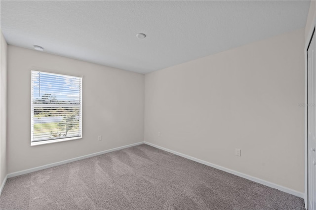 empty room featuring a textured ceiling and carpet floors