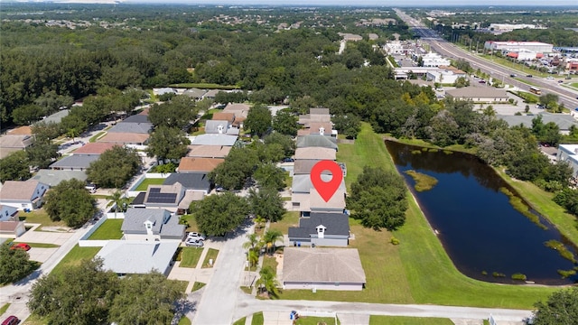 bird's eye view featuring a water view