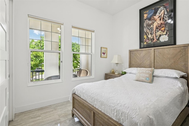 bedroom featuring light hardwood / wood-style floors