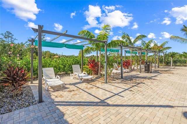 view of patio / terrace featuring a pergola