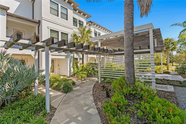 view of property's community with a pergola