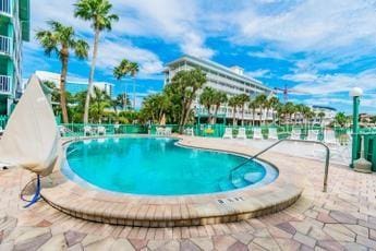 view of swimming pool with a patio area