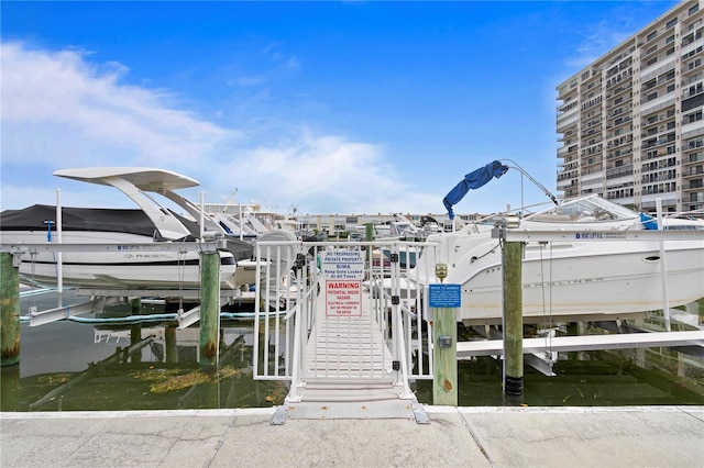 view of dock featuring a water view