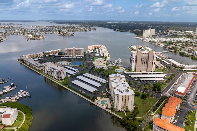 bird's eye view featuring a water view