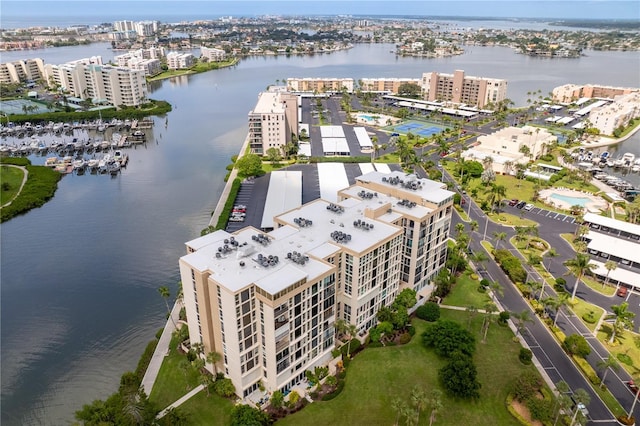 bird's eye view featuring a water view