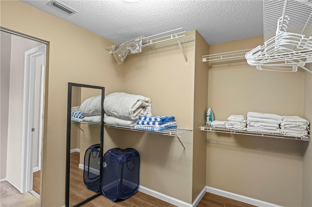 walk in closet with wood-type flooring