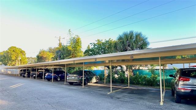 view of parking with a carport