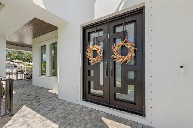 view of exterior entry with french doors