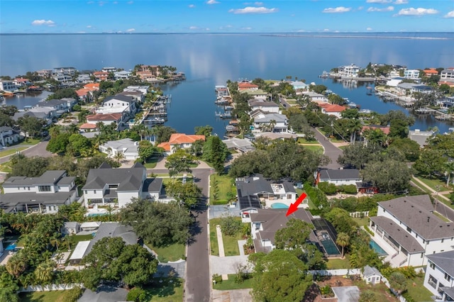 bird's eye view featuring a water view