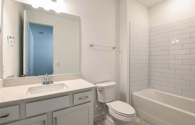 bathroom with toilet, shower / bathtub combination, and vanity