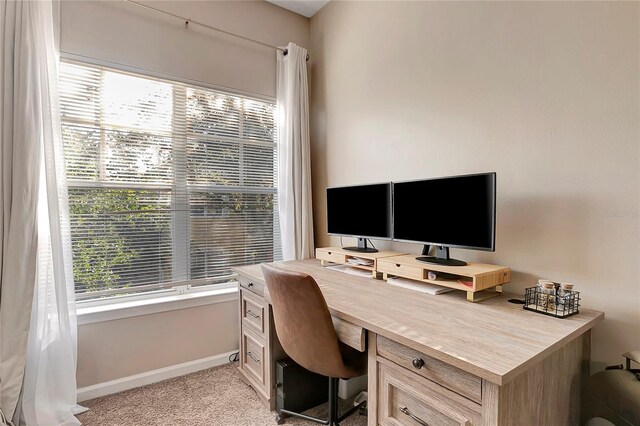 view of carpeted office space