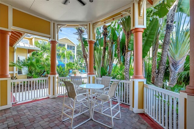 view of patio with ceiling fan