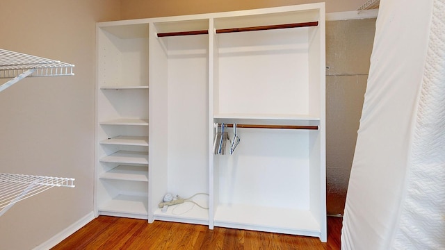 spacious closet with hardwood / wood-style flooring