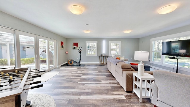 living room featuring light wood-type flooring