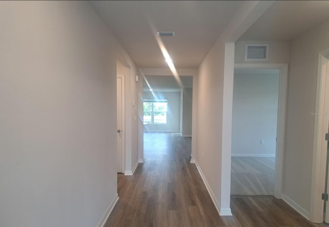 corridor featuring dark hardwood / wood-style flooring