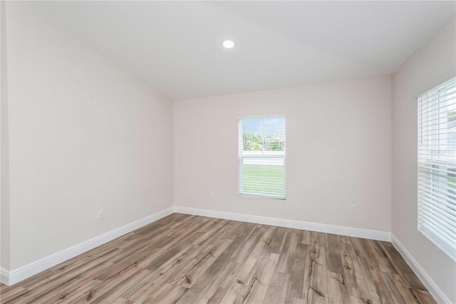 spare room featuring light wood-type flooring and a healthy amount of sunlight