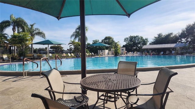 view of pool featuring a patio area