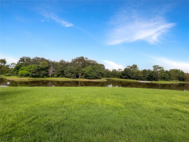 view of yard with a water view