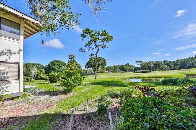 view of yard with a water view