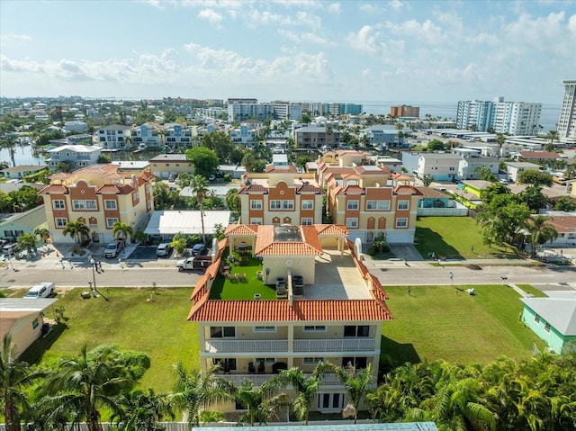 drone / aerial view with a city view