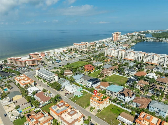 aerial view with a water view and a city view