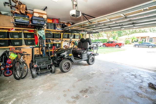 garage with a garage door opener