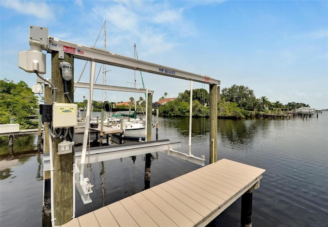 view of dock featuring a water view