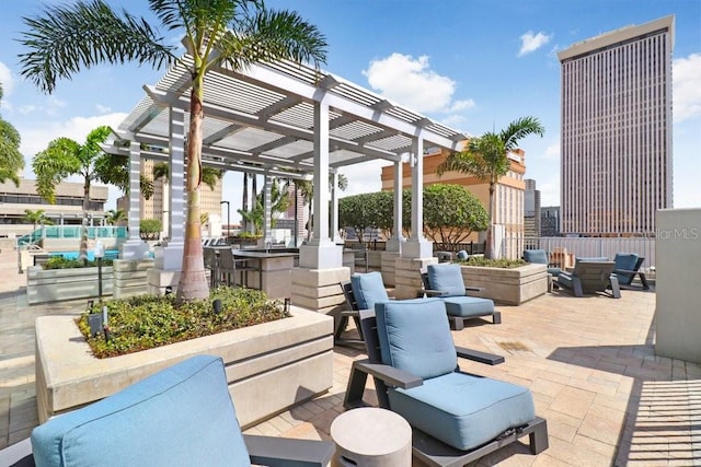 view of patio / terrace featuring a pergola