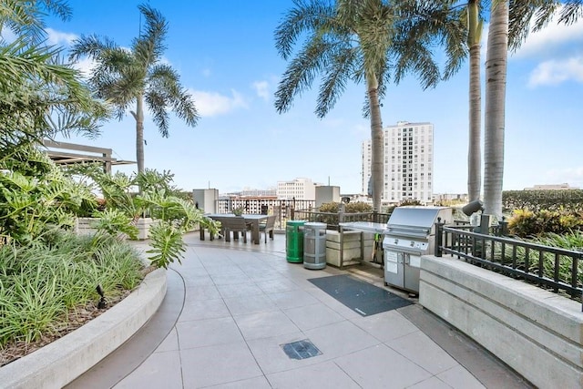 view of patio / terrace with an outdoor kitchen and a grill