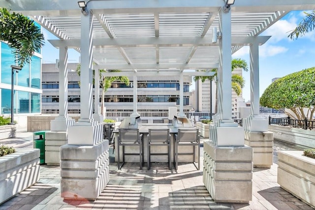 view of patio / terrace featuring a pergola