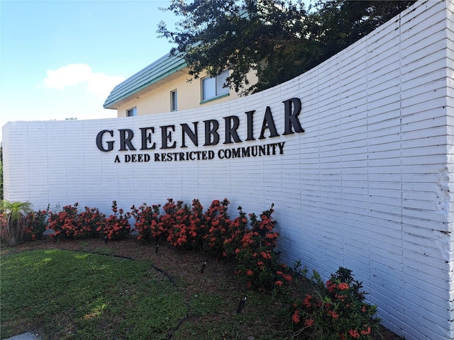 view of community sign